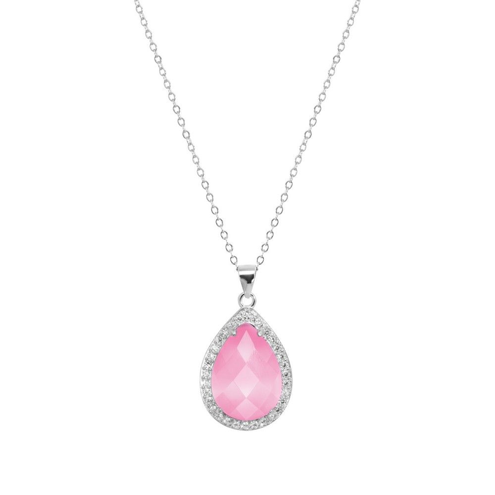 Chimiama Collana Argento Cristallo Rosa e Zirconi