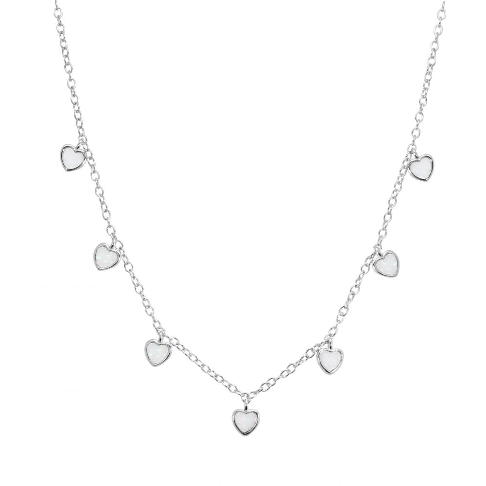Chimiama Collana Argento 7 Cuori Di Opale