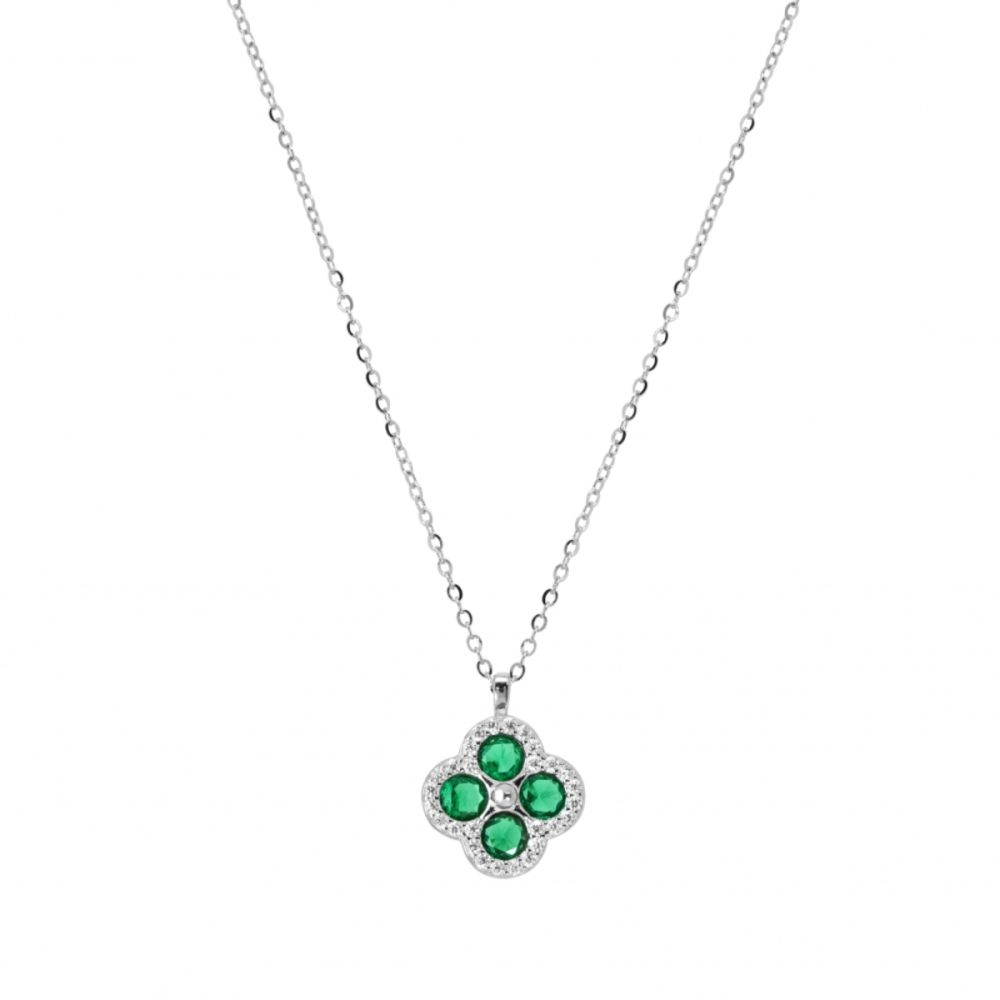Chimiama Collana Argento Zirconi e Smeraldi