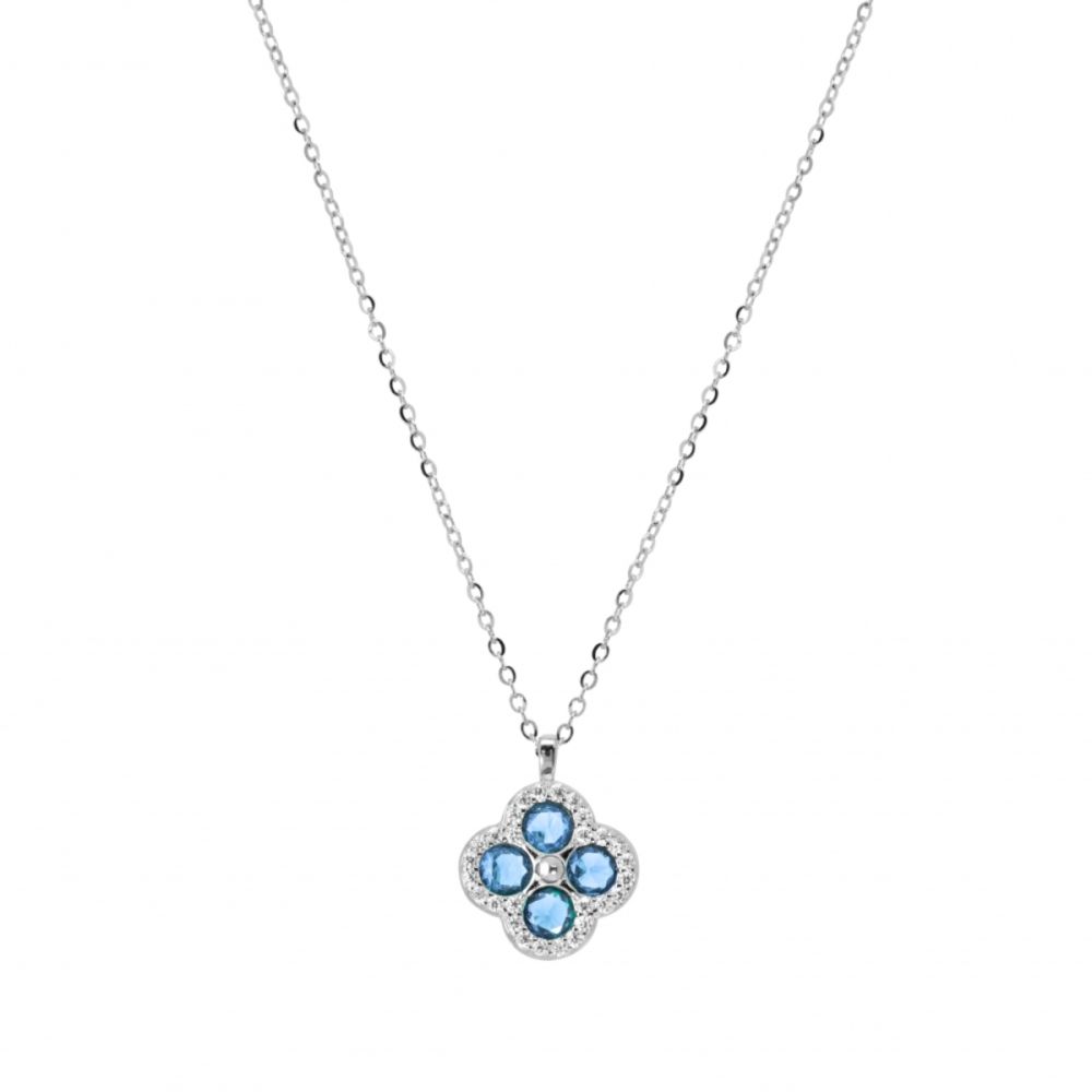 Chimiama Collana Argento Zirconi e Acquamarina