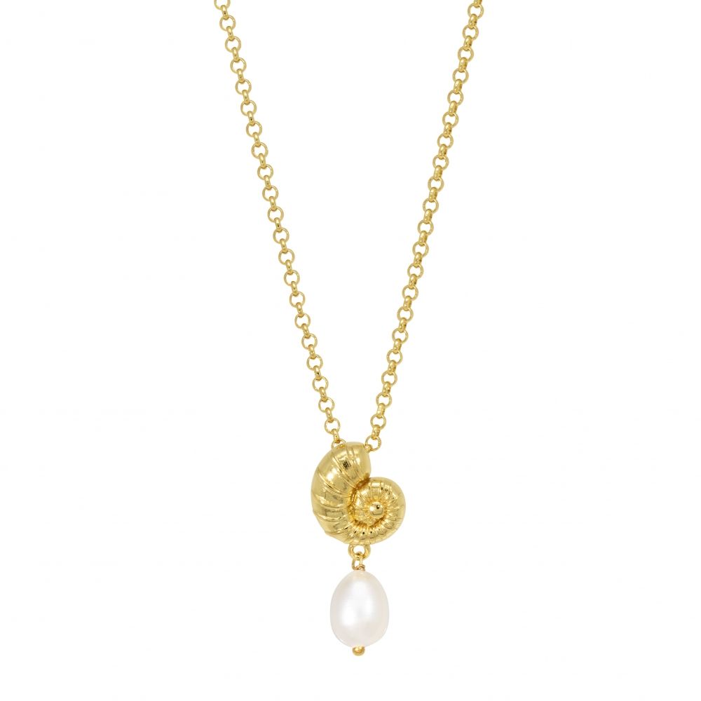 Chimiama Collana Argento Gold Perla e Nautilus