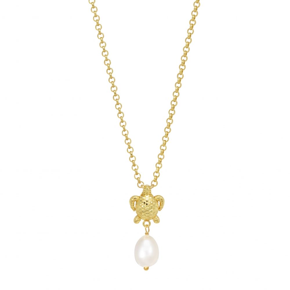 Chimiama Collana Argento Gold Perla e Tartaruga