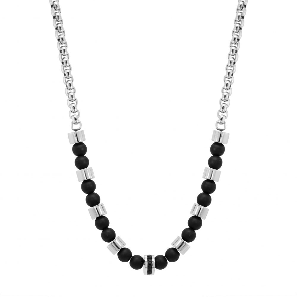 Chimiama Collana Acciaio con Agata Nera