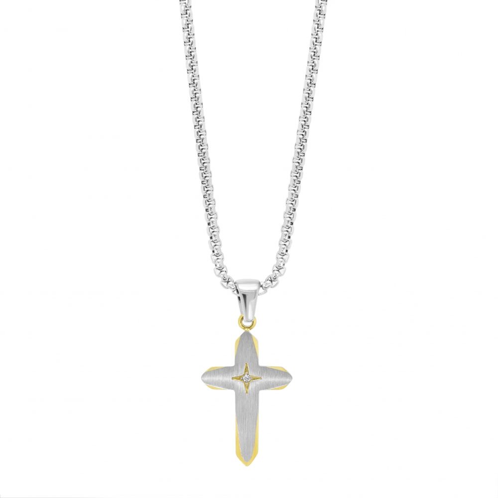 Chimiama Collana Acciaio Croce Pvd Gold