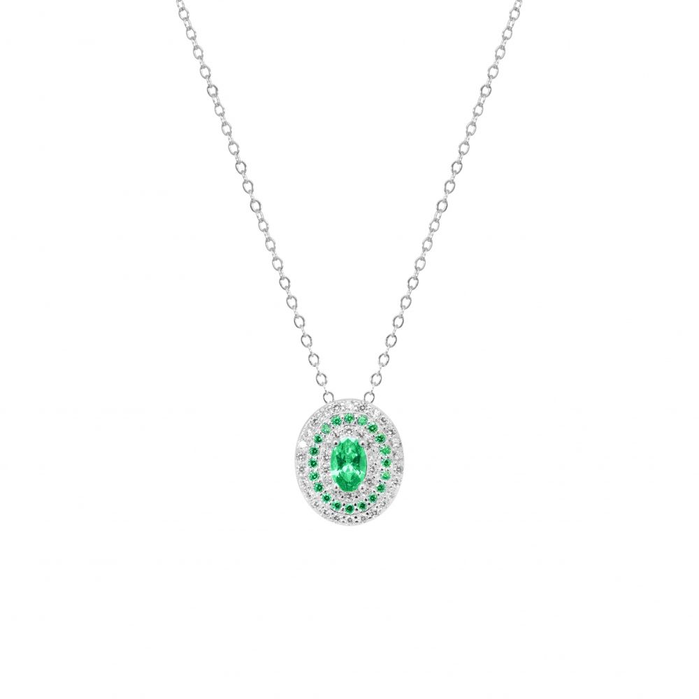 Chimiama Collana Argento Cristallo Verde e Zirconi