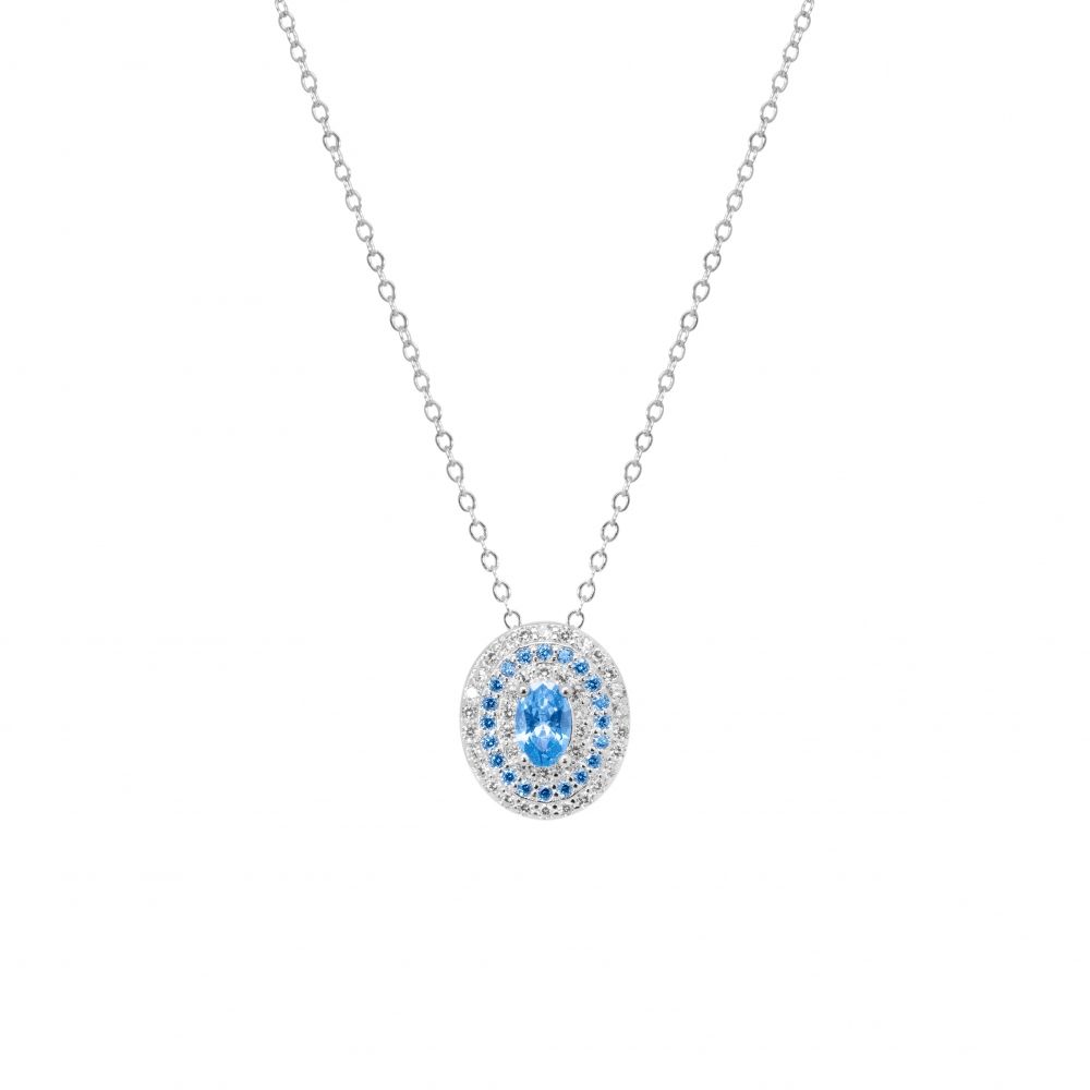 Chimiama Collana Argento Cristallo Acquamarina e Zirconi