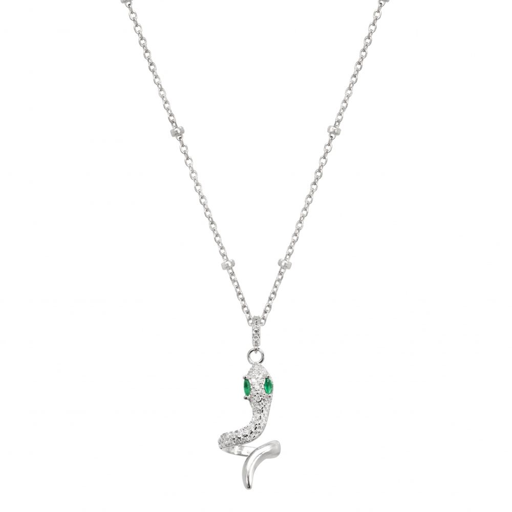 Chimiama Collana Argento Serpente Zirconato