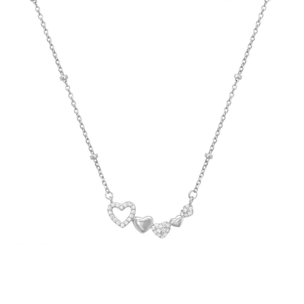 Chimiama Collana Argento Cuori e Zirconi