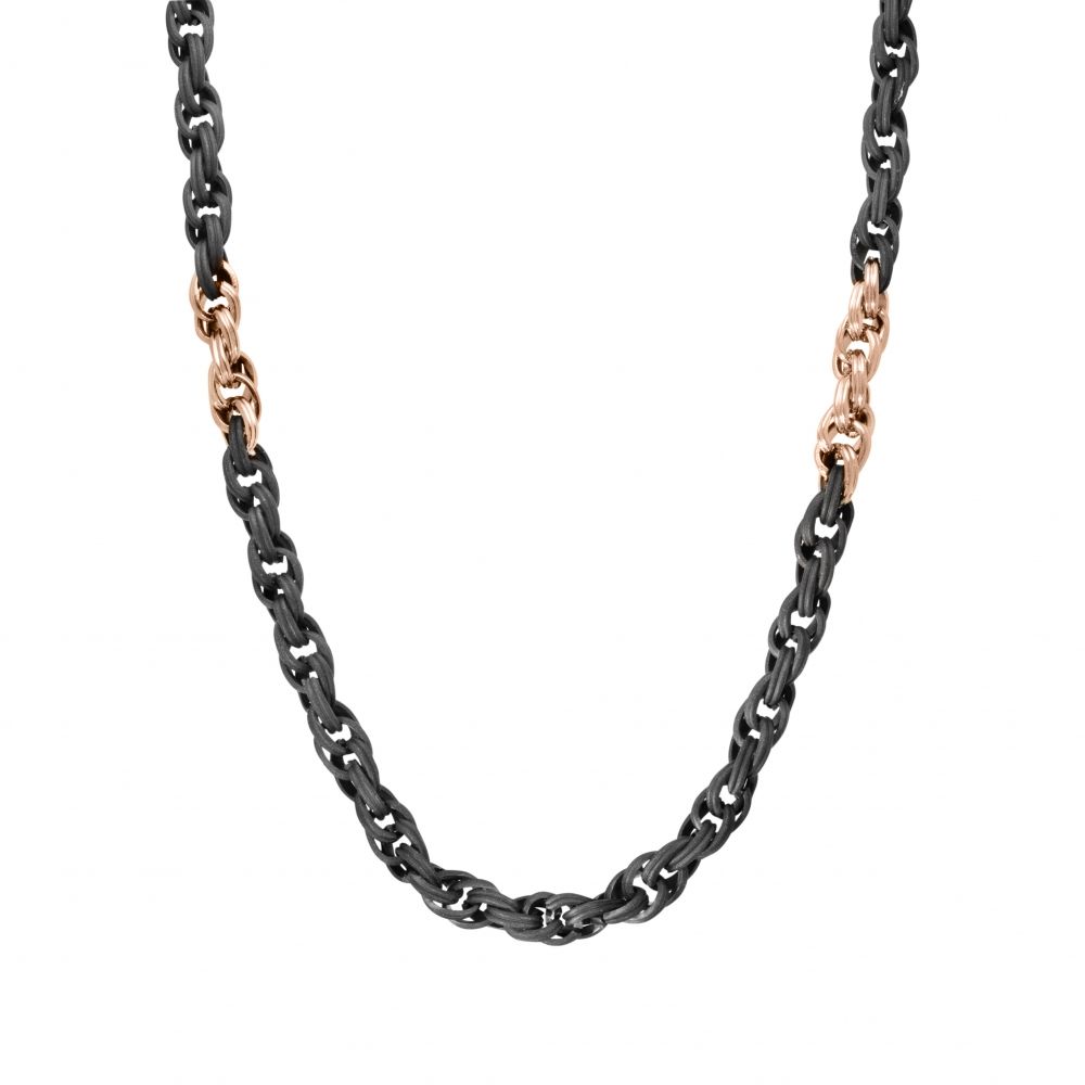 Chimiama Collana Acciaio Pvd Nero e Rosè