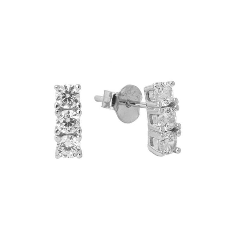 Chimiama Orecchini Argento Rodiato 3 Zirconi
