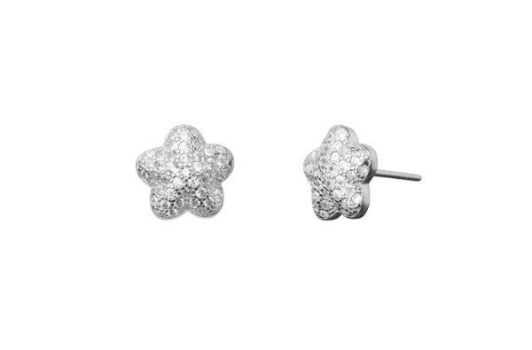 Chimiama Orecchini Lobo Donna Argento Fiore Zirconato