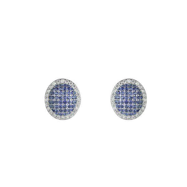 Chimiama Orecchini Lobo Donna Argento Zirconi Blu