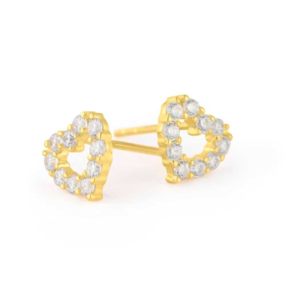 Stroili Orecchini Lobo Oro Giallo 9K Cuore e Zirconi