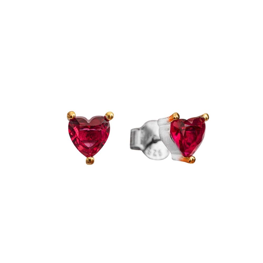 Chimiama Orecchini Lobo Argento Cuore Rubino