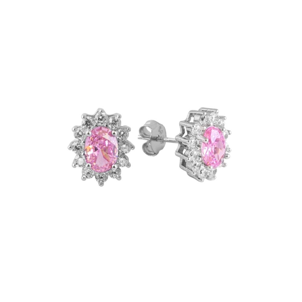 Chimiama Orecchini Lobo Argento Cristallo Rosa