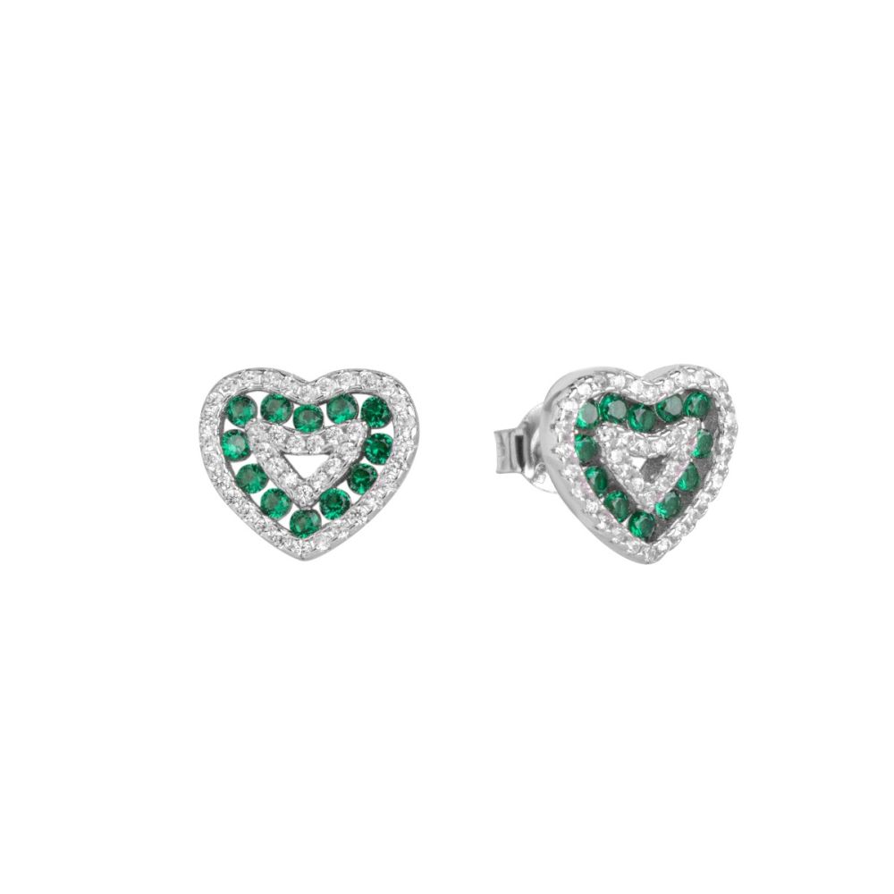 Chimiama Orecchini Argento Cuore Verde e Bianco