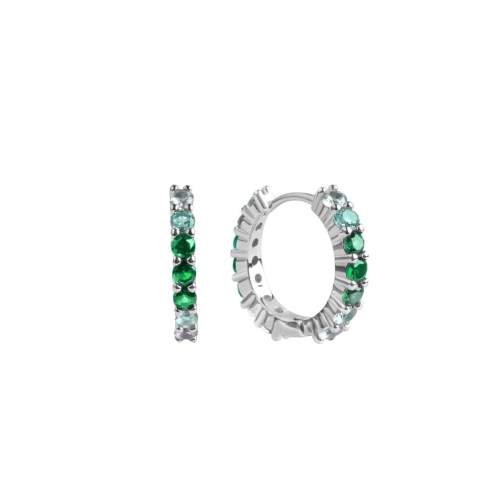 Chimiama Orecchini Cerchio Argento Degradè Smeraldo
