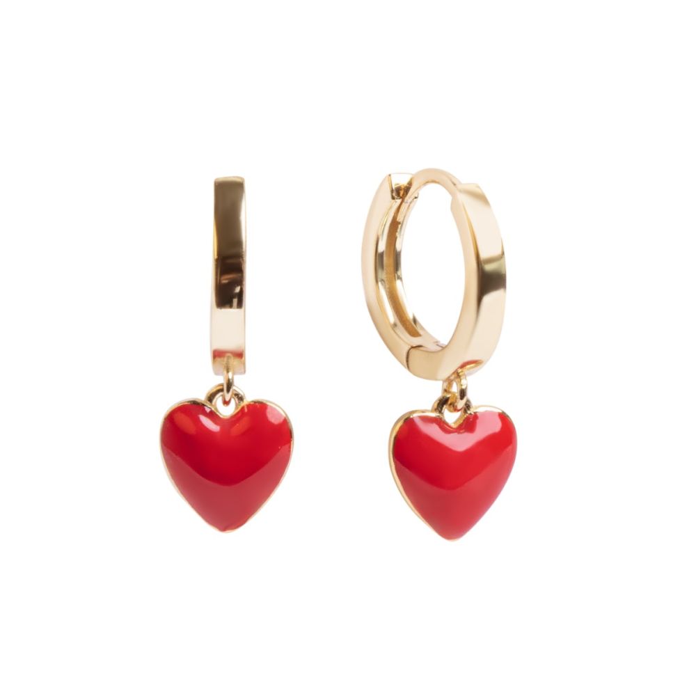 Chimiama Orecchini Cerchio Argento Gold Cuore Rosso