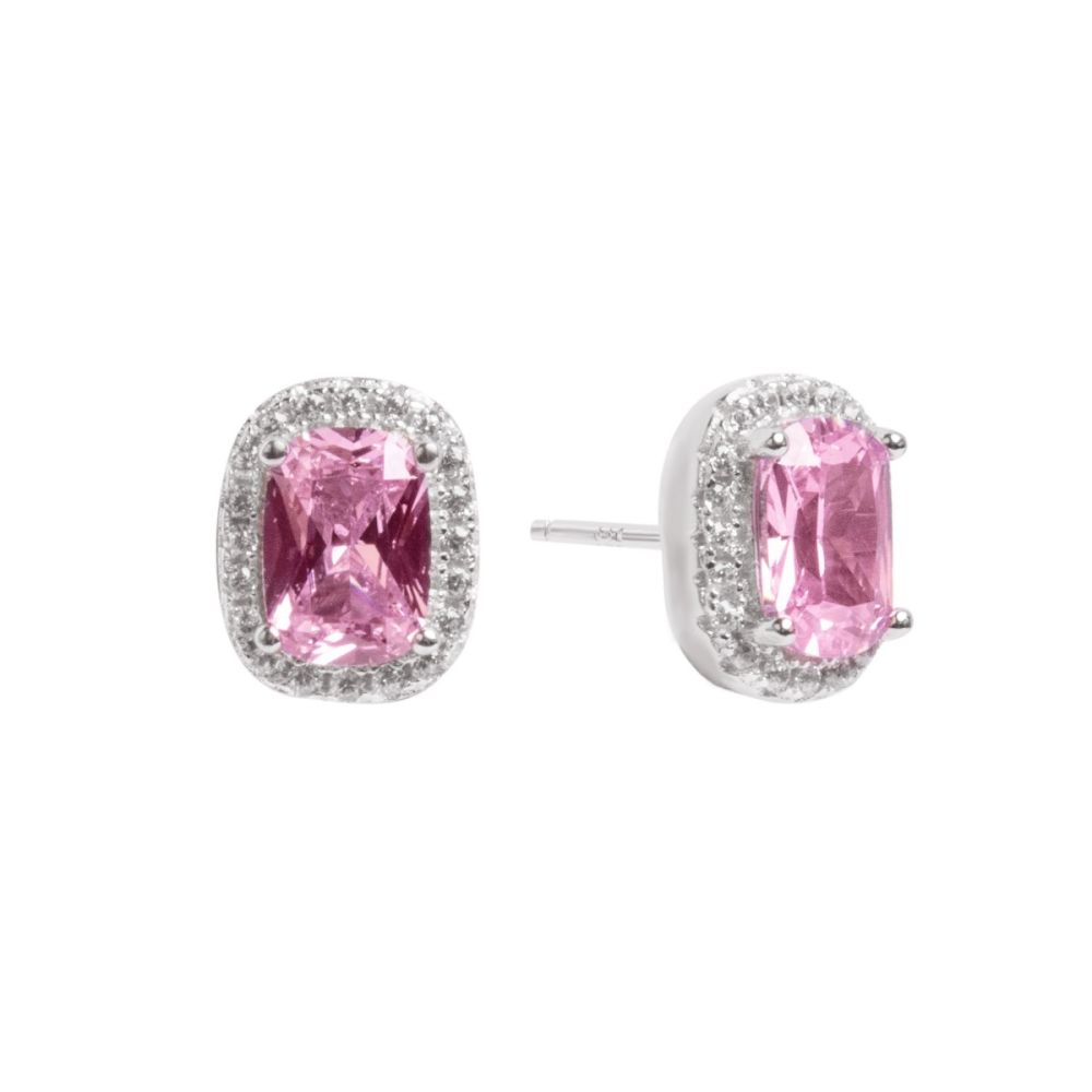 Chimiama Orecchini Lobo Argento Cristallo Rosa
