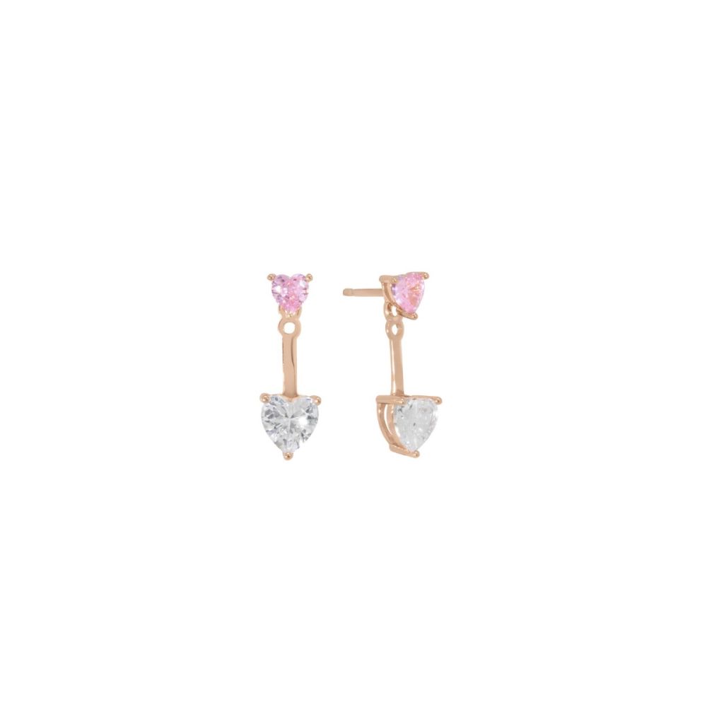 Chimiama Orecchini Argento Rosato Cuori Rosa e Bianco