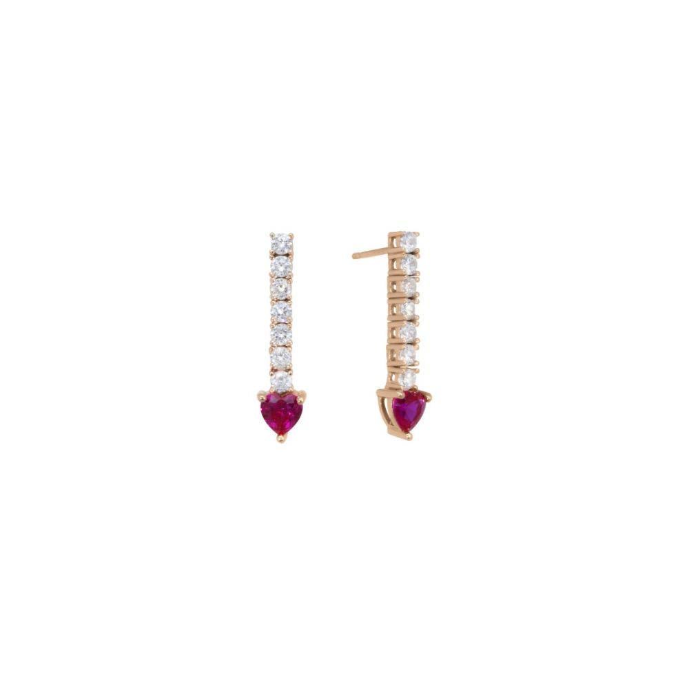 Chimiama Orecchini Argento Rosato Rubino e Zirconi