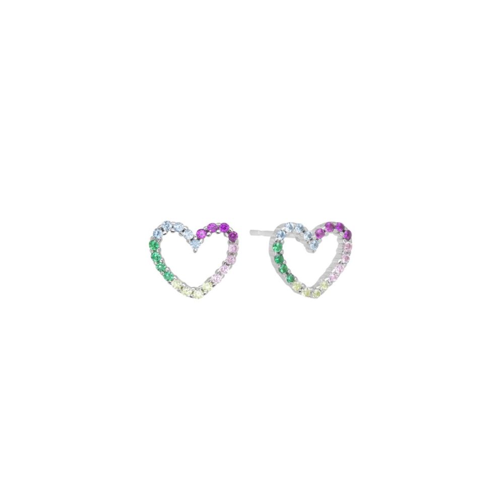 Chimiama Orecchini Argento Cuore Zirconi Multicolor