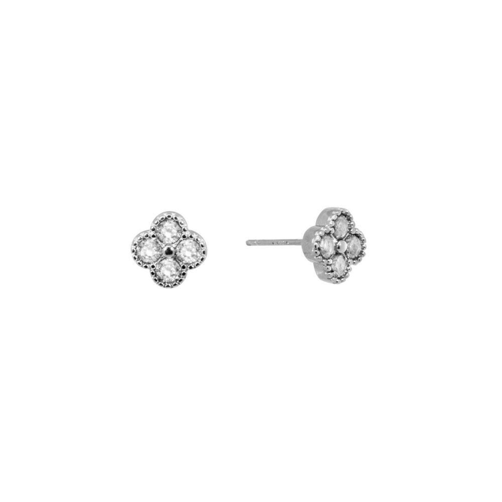 Chimiama Orecchini Argento Quadrifoglio Bianco