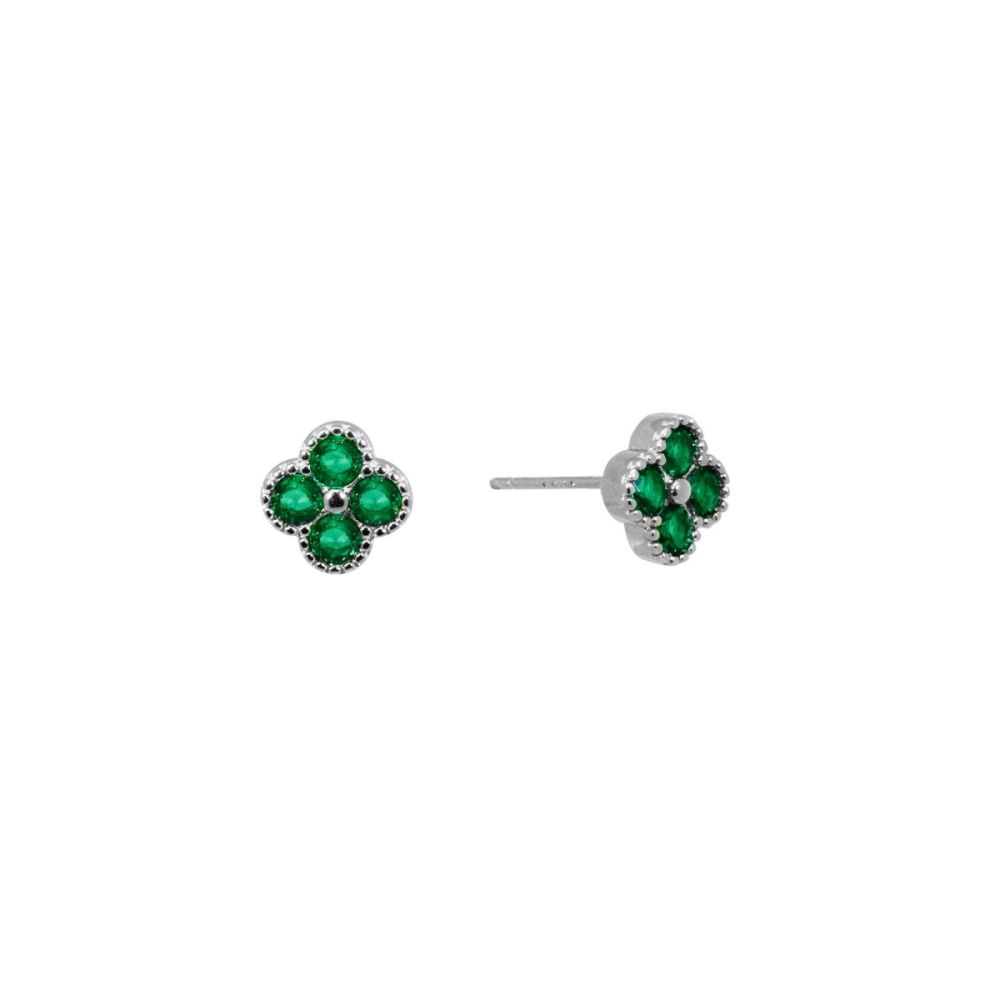 Chimiama Orecchini Argento Quadrifoglio Smeraldo