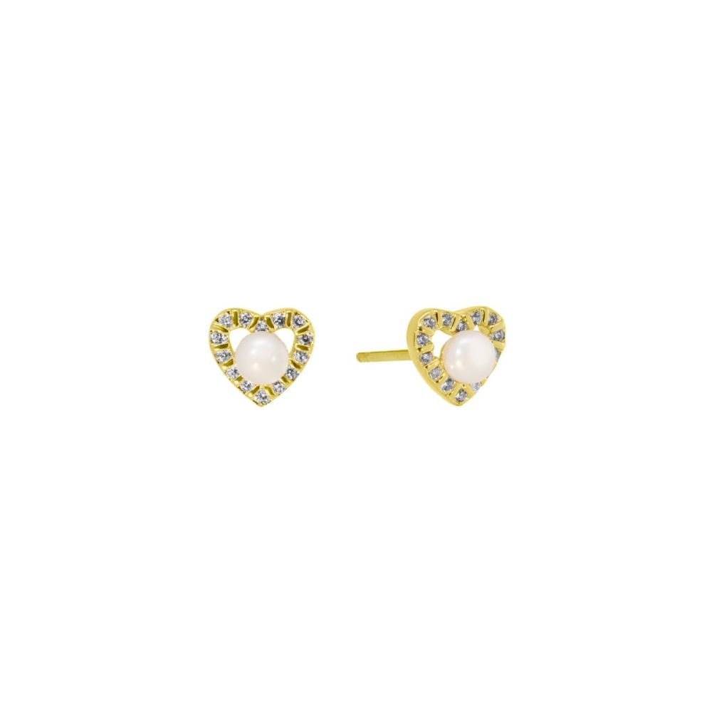 Chimiama Orecchini Argento Gold Cuore e Perla