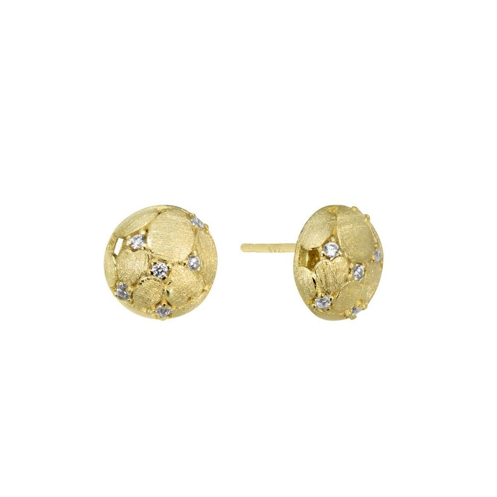 Chimiama Orecchini a Bottone Argento Gold con Zirconi