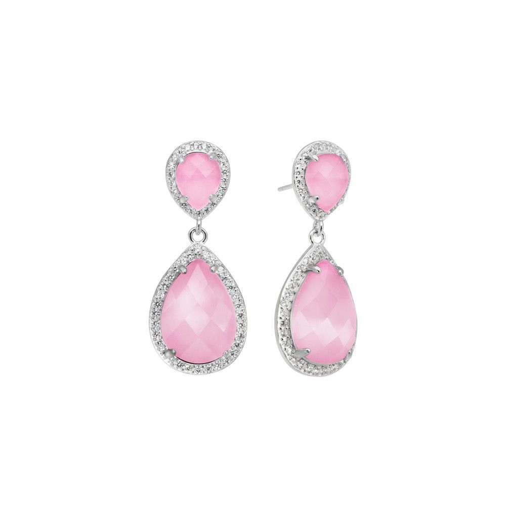Chimiama Orecchini Argento Cristalli Rosa e Zirconi