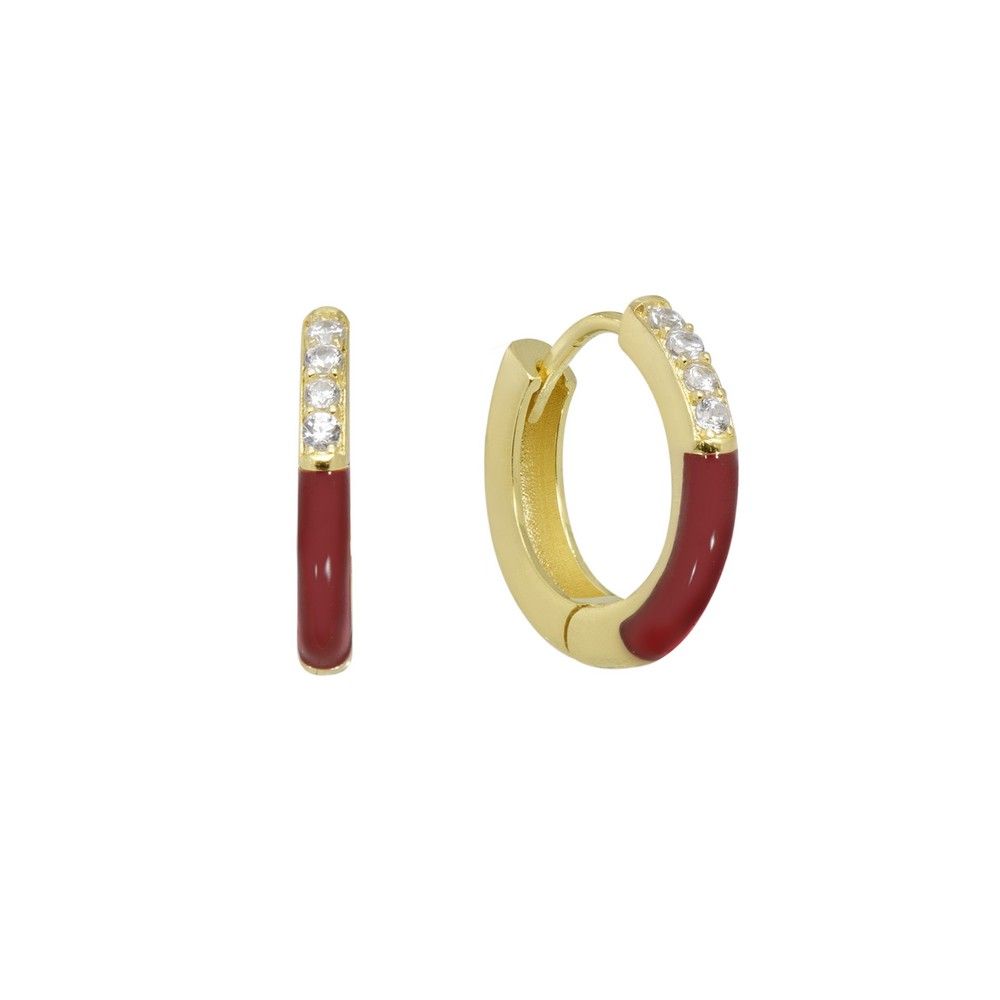 Chimiama Cerchi Argento Gold Smalto Rosso e Zirconi