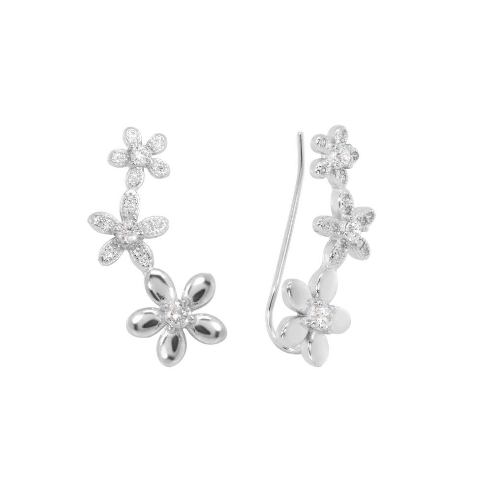 Chimiama Orecchini Argento Fiori con Cristalli