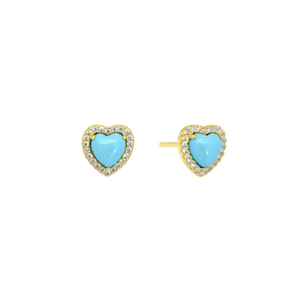 Chimiama Orecchini Argento Dorato Cuore Turchese