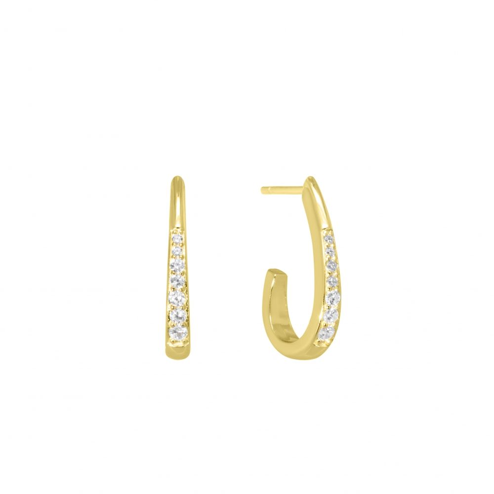 Chimiama Orecchini Argento Gold con Zirconi Bianchi
