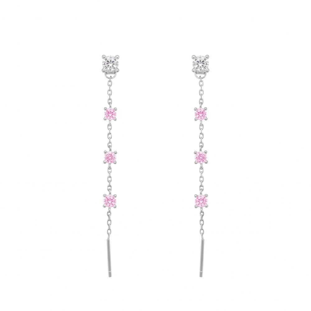 Chimiama Orecchini Argento Zirconi Bianchi e Rosa