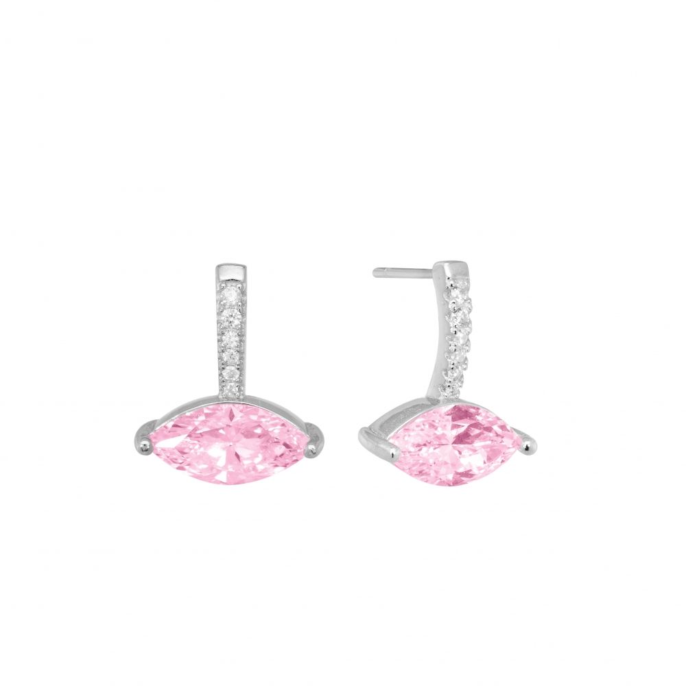 Chimiama Orecchini Argento Cristallo Rosa e Zirconi Bianchi