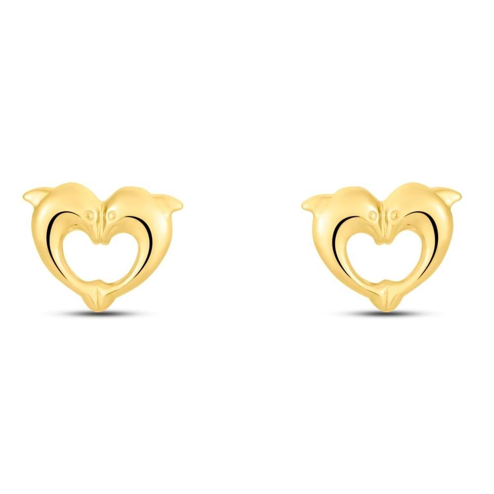 Stroili Orecchini Cuore Delfino Oro Giallo 9K Bon Ton