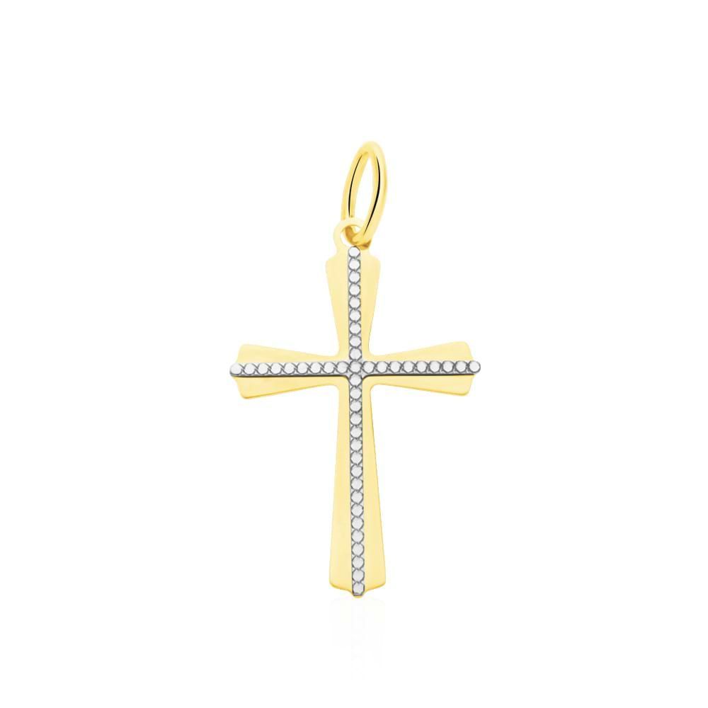 Stroili Charms Croce Oro Giallo 9 Kt e Zirconi Bianchi Holy Collection