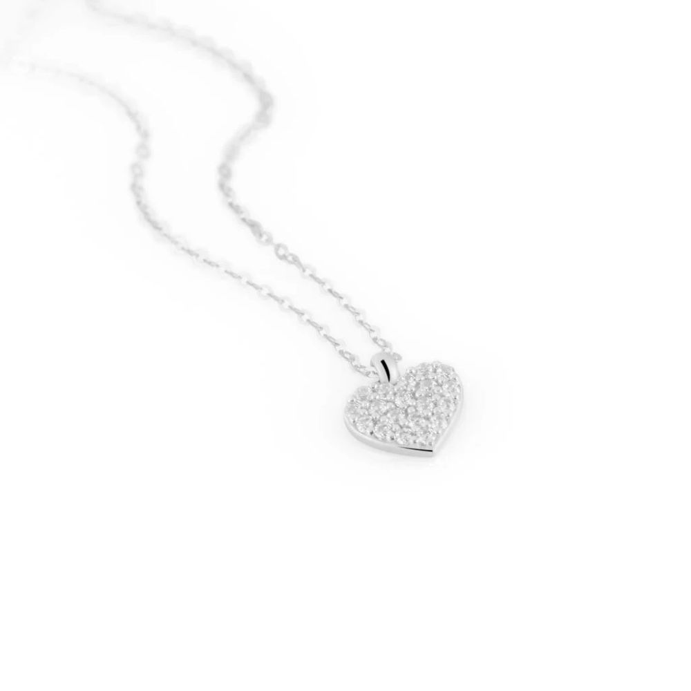 Stroili Collana Oro Bianco 9K Cuore Zirconato