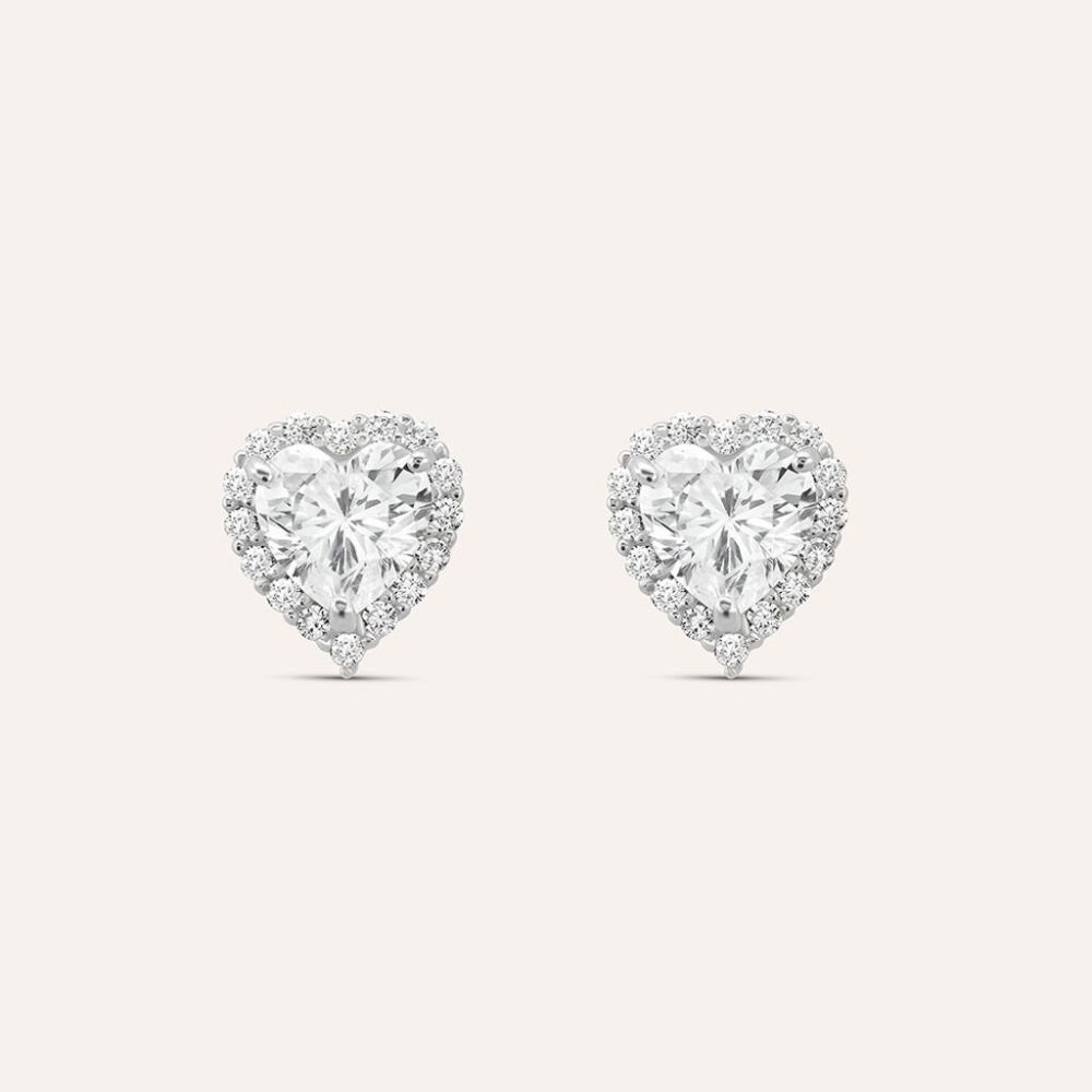 Stroli Orecchini Cuore con Zirconi Oro Bianco 9K Claire