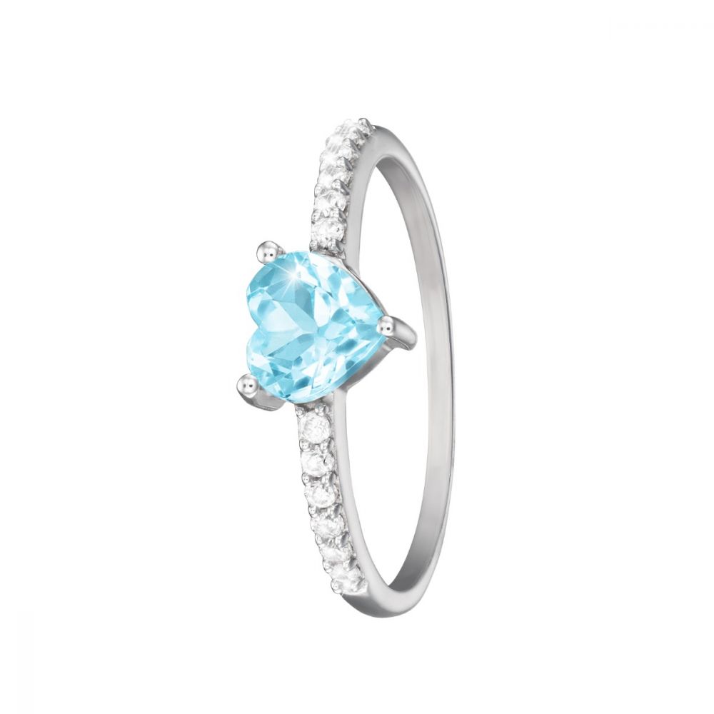 Stroili Anello Oro Bianco 9K Cuore Topazio Amelie