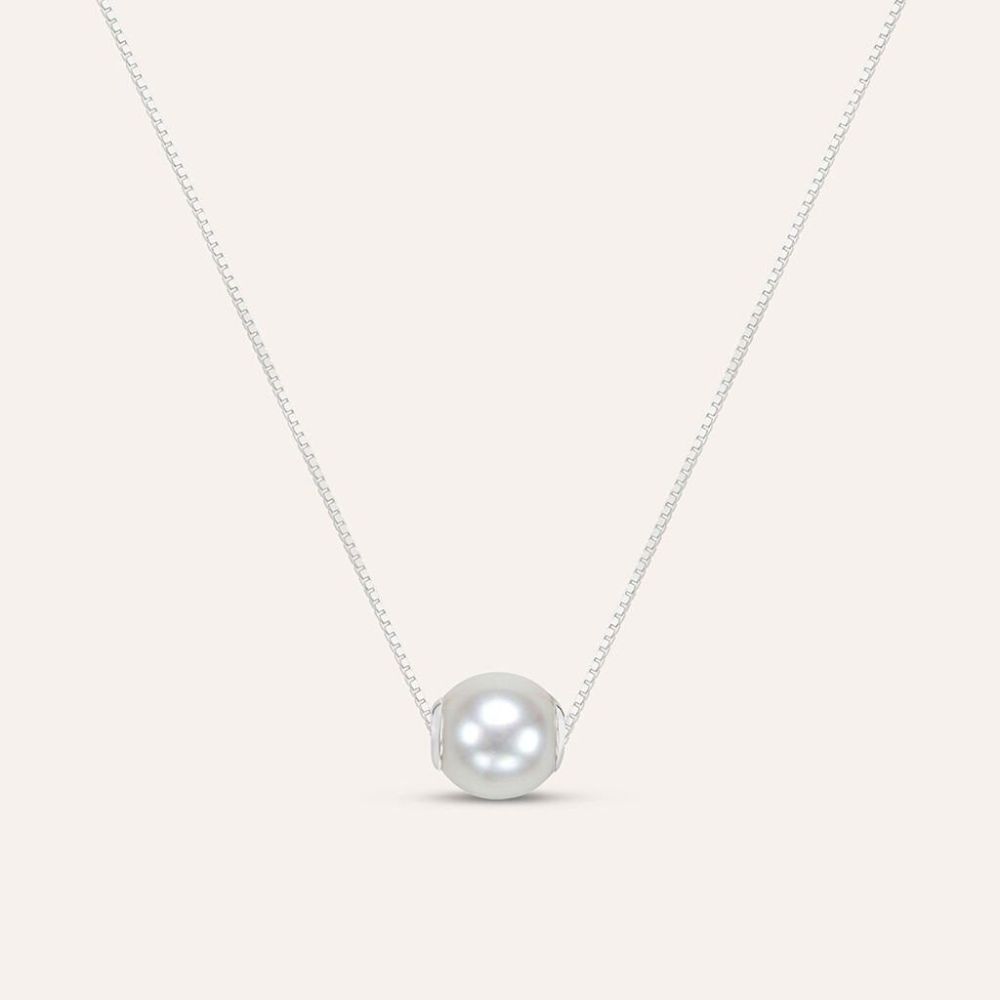 Stroili Collana Oro Bianco 9K e Perla 6mm Gabrielle