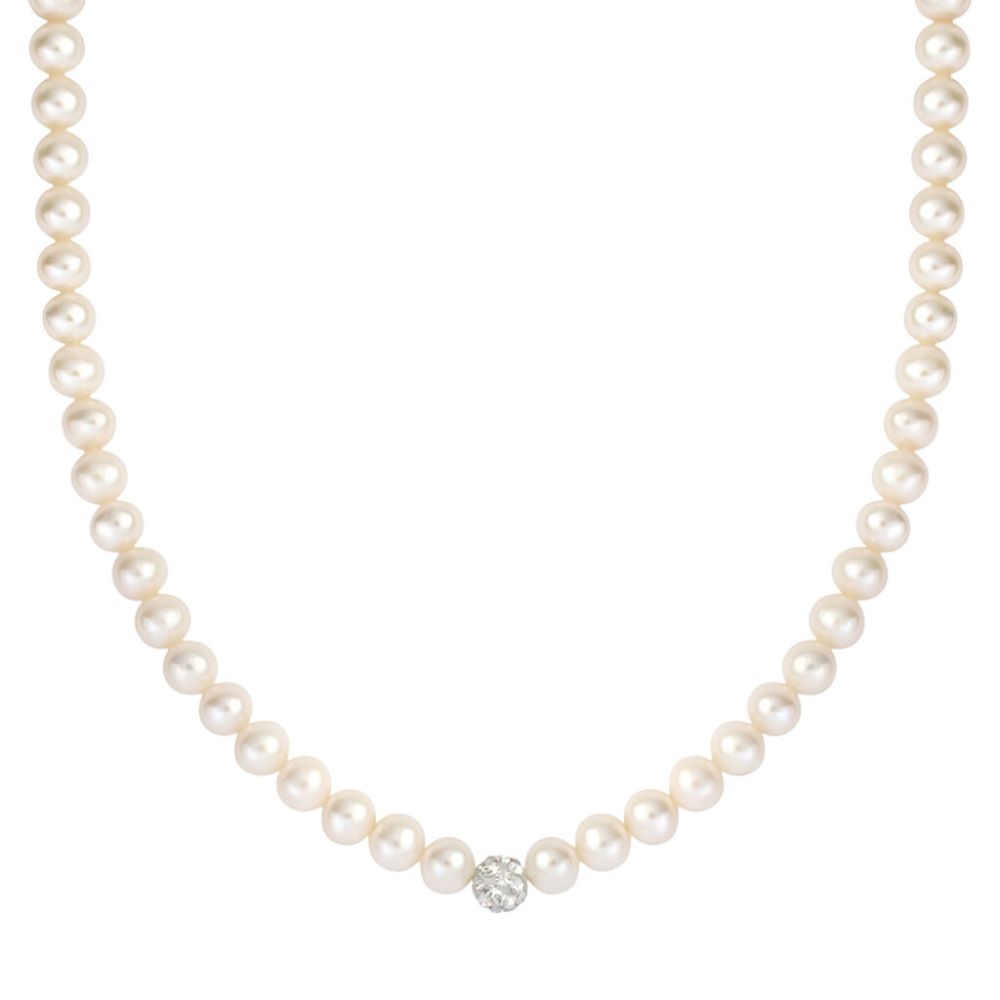 Stroili Collana Oro Bianco 9K Perle 4 mm Gabrielle