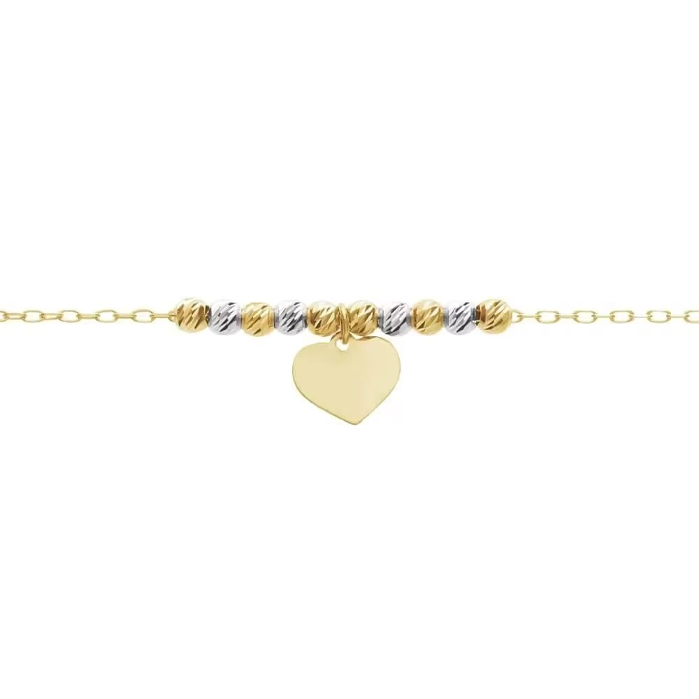 Stroili Bracciale Kids Oro Giallo 9k Cuore con Sfere Gold e Rodio