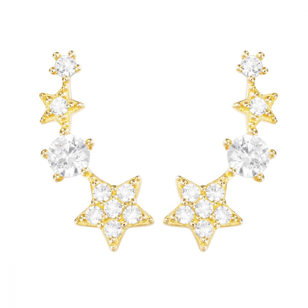 Stroili orecchini Lobo Oro Giallo 9K Stelle e Zirconi Bon Ton