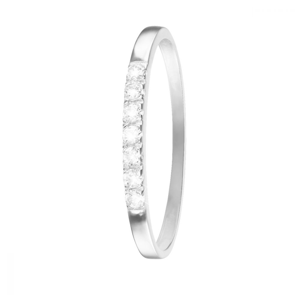 Stroili Anello Oro Bianco 9K 7 Zirconi Claire