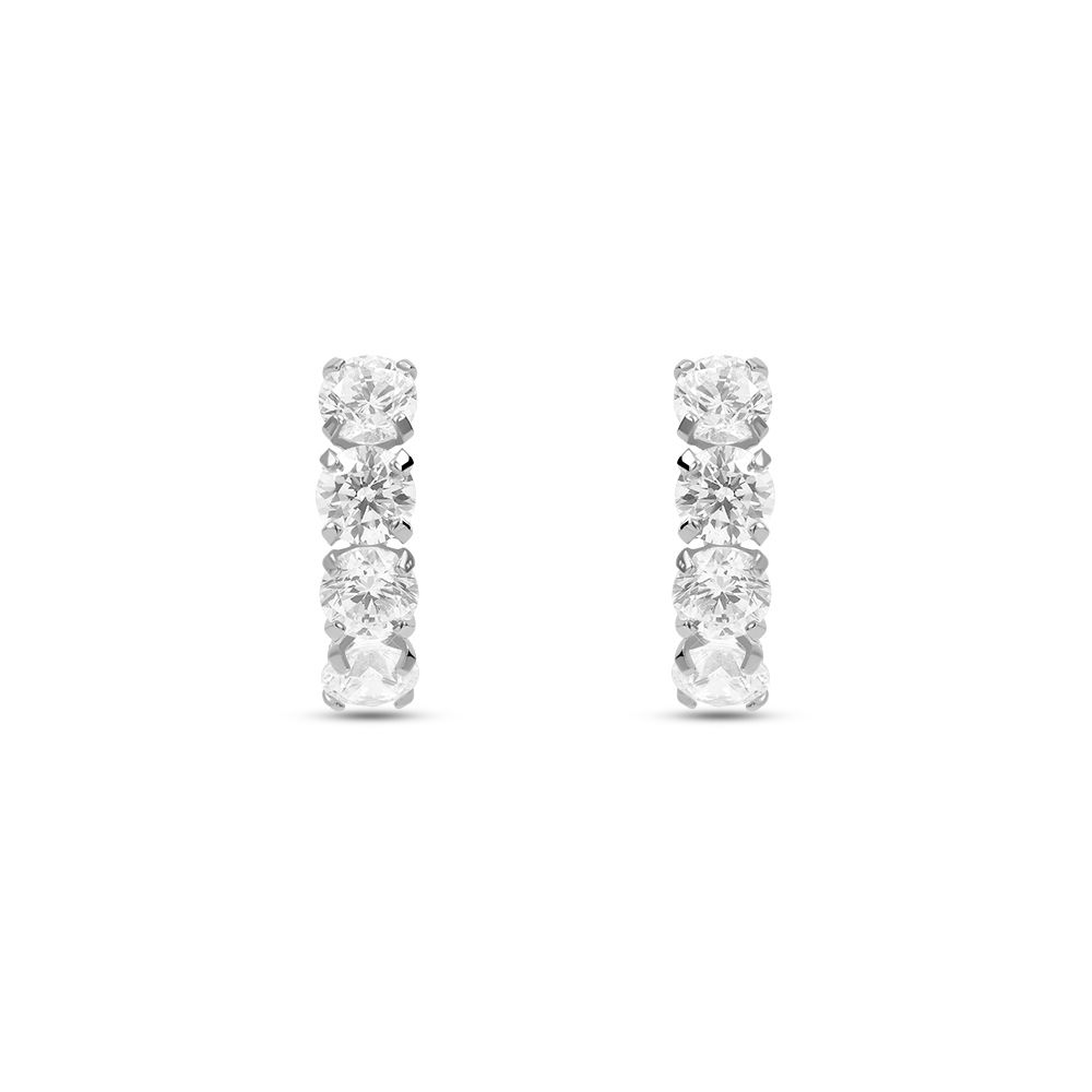 Stroili Orecchini Oro Bianco 9K Zirconi Bianchi Claire