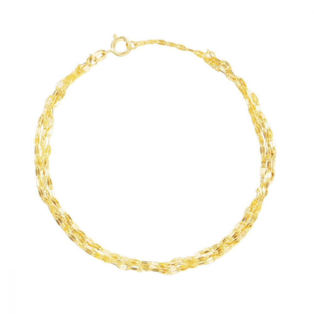Stroili Bracciale 3 Fili Oro Giallo 9K Forzatina Battuta Beverly