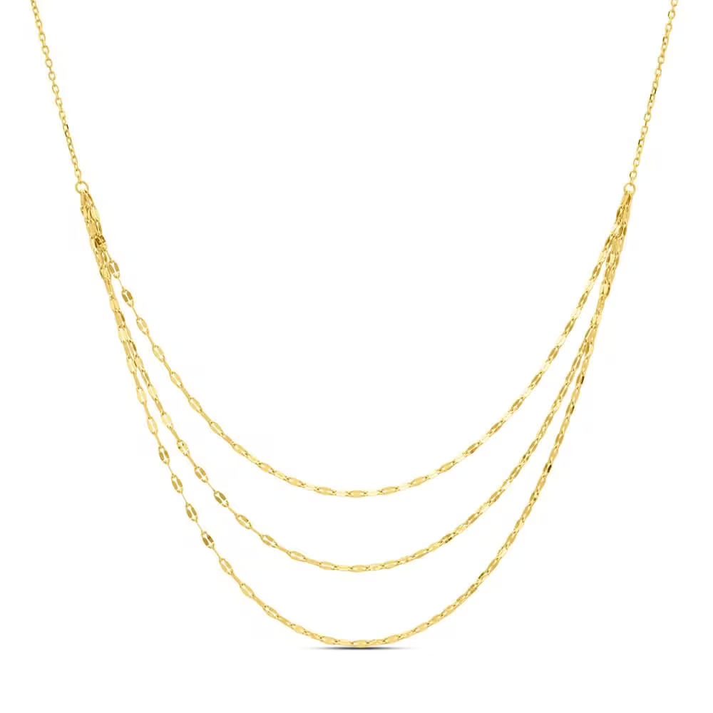 Stroili Collana 3 Fili Oro Giallo 9K Forzatina Battuta Beverly